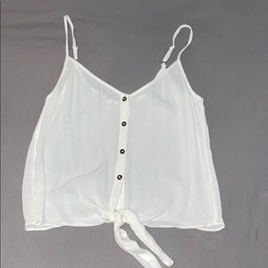 White spaghetti strap button blouse